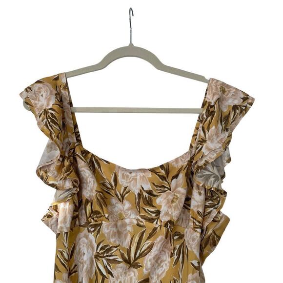 NWT Madewell Angelina Floral Sleeveless Yellow Tan Maxi Slip Dress Size 12 - Picture 4 of 11